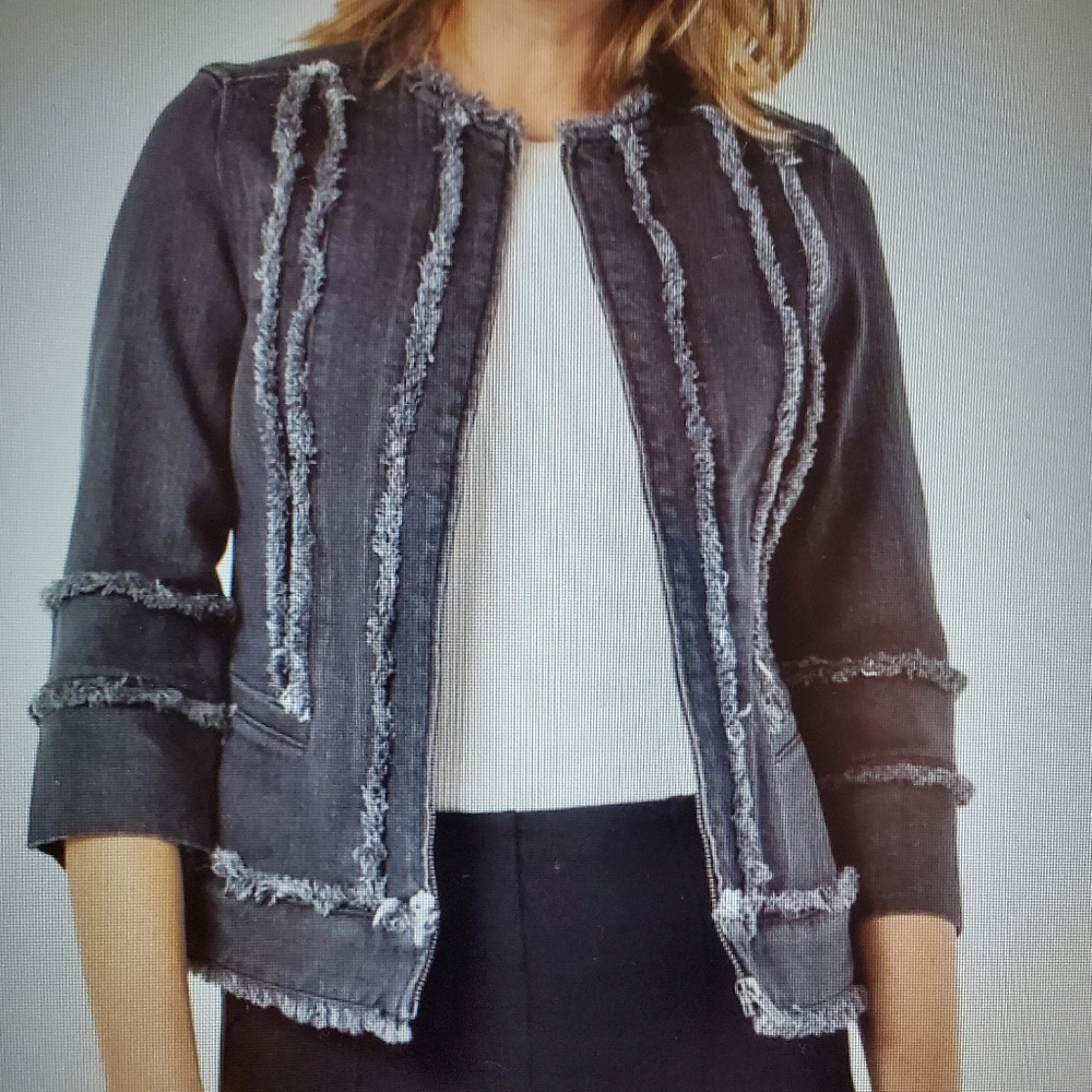 Liverpool Los Angeles Frayed Jean Jacket - Gray/Small